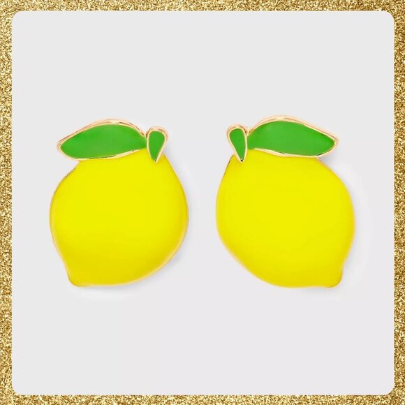 🍋 Cute Lemon Enameled Stud Earrings by "a new day" NWT - Picture 1 of 4